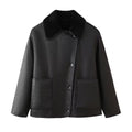 Delia Leather Jacket with Pockets