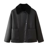 Delia Leather Jacket with Pockets
