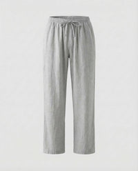 Delia Linen Trousers in Grey