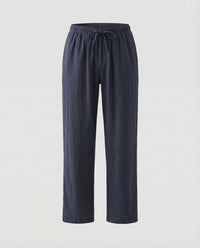 Delia Linen Trousers in Navy