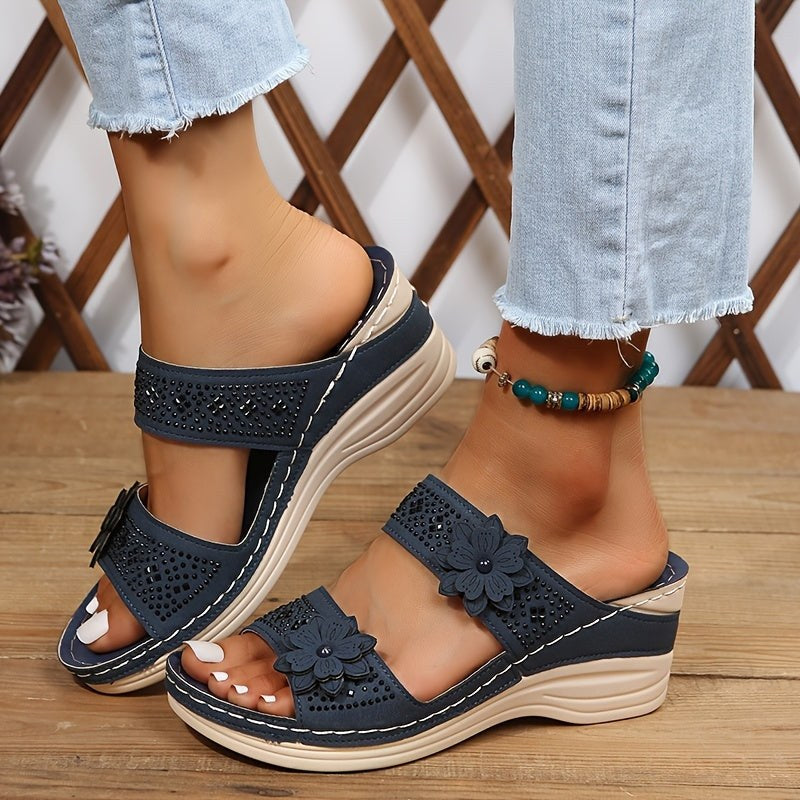 Delor™ Floral Wedge Slides