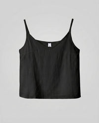 Delphine Airy Linen Top in Black