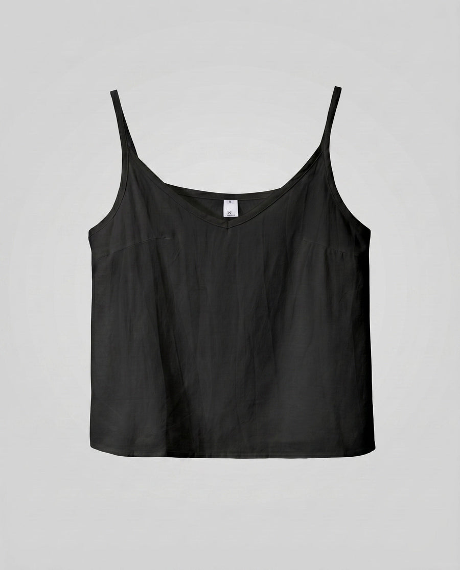 Delphine Airy Linen Top in Black