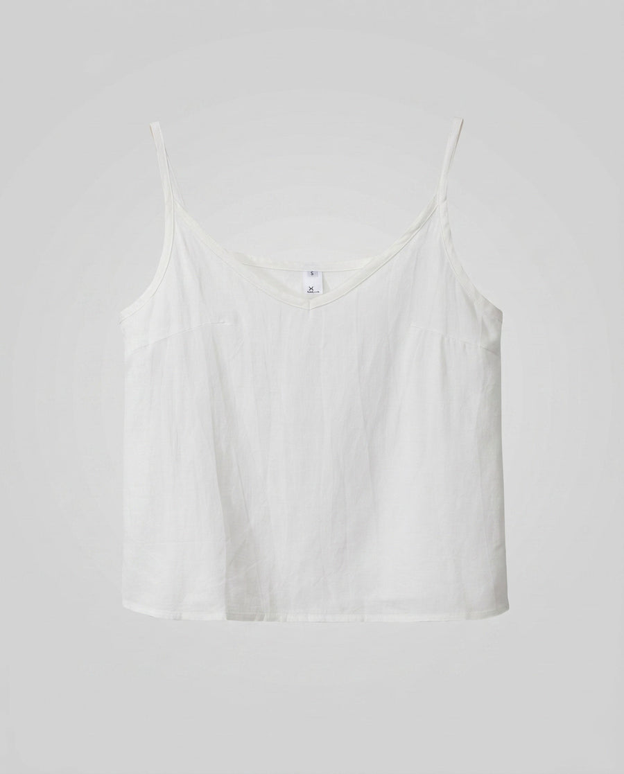 Delphine Airy Linen Top in White