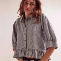 Delphine Casual Blouse with Ruffles