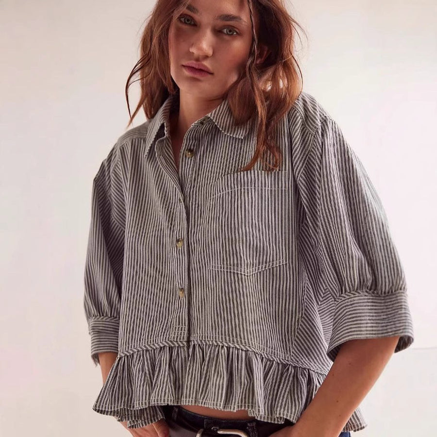 Delphine Casual Blouse with Ruffles