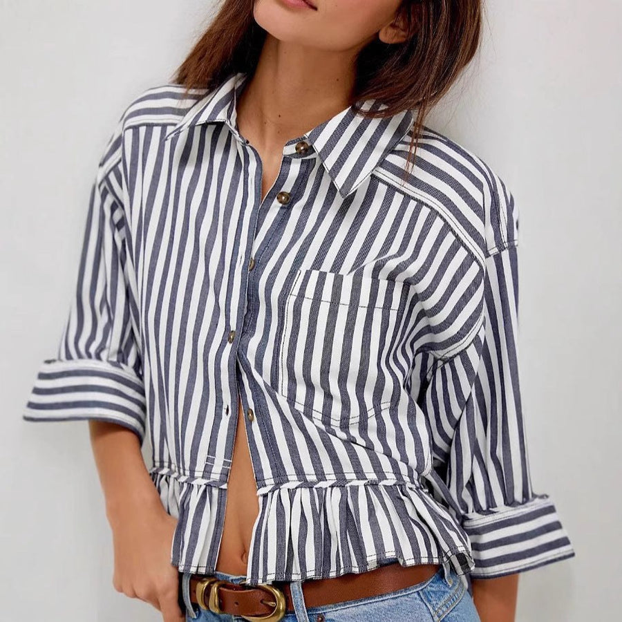 Delphine Casual Blouse with Ruffles