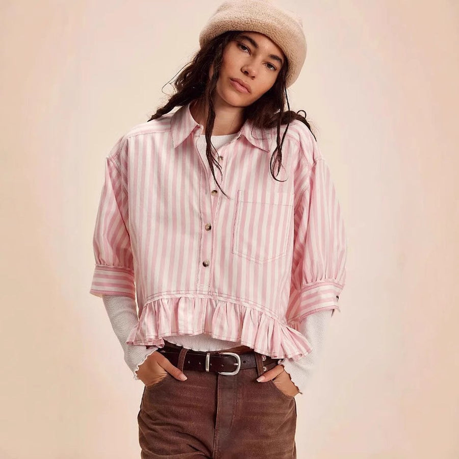Delphine Casual Blouse with Ruffles