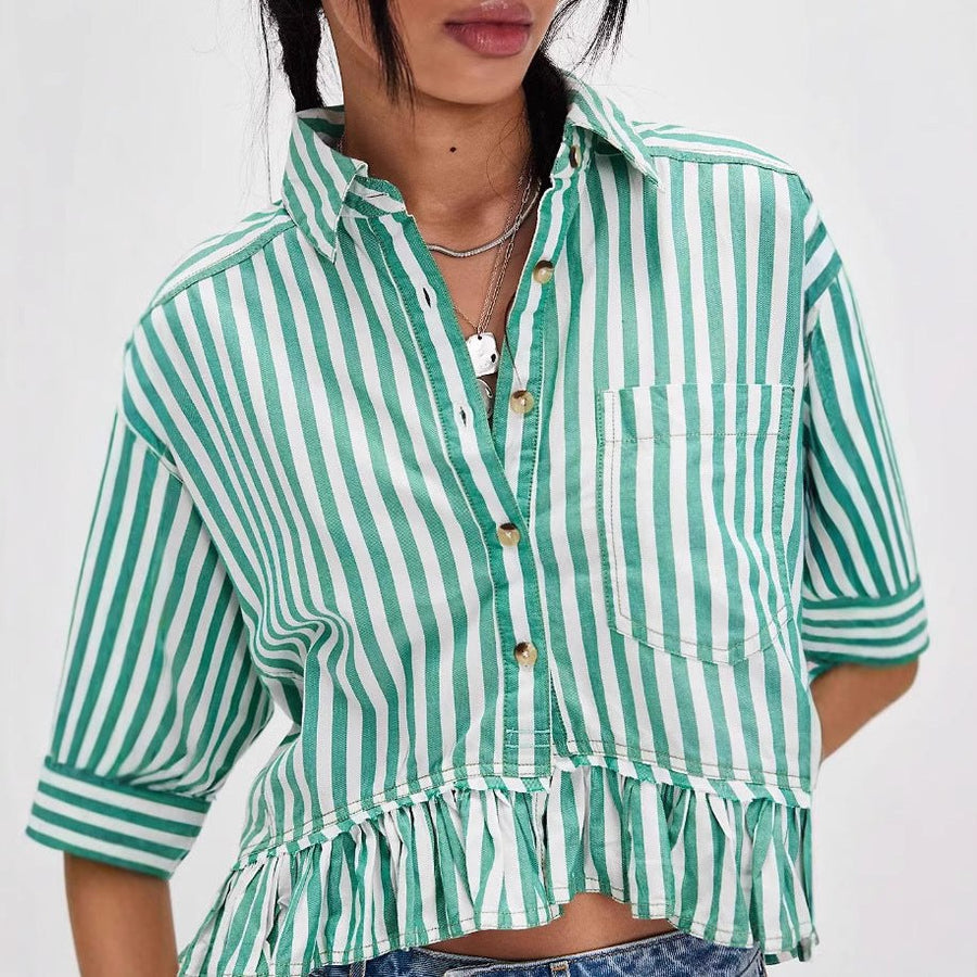 Delphine Casual Blouse with Ruffles