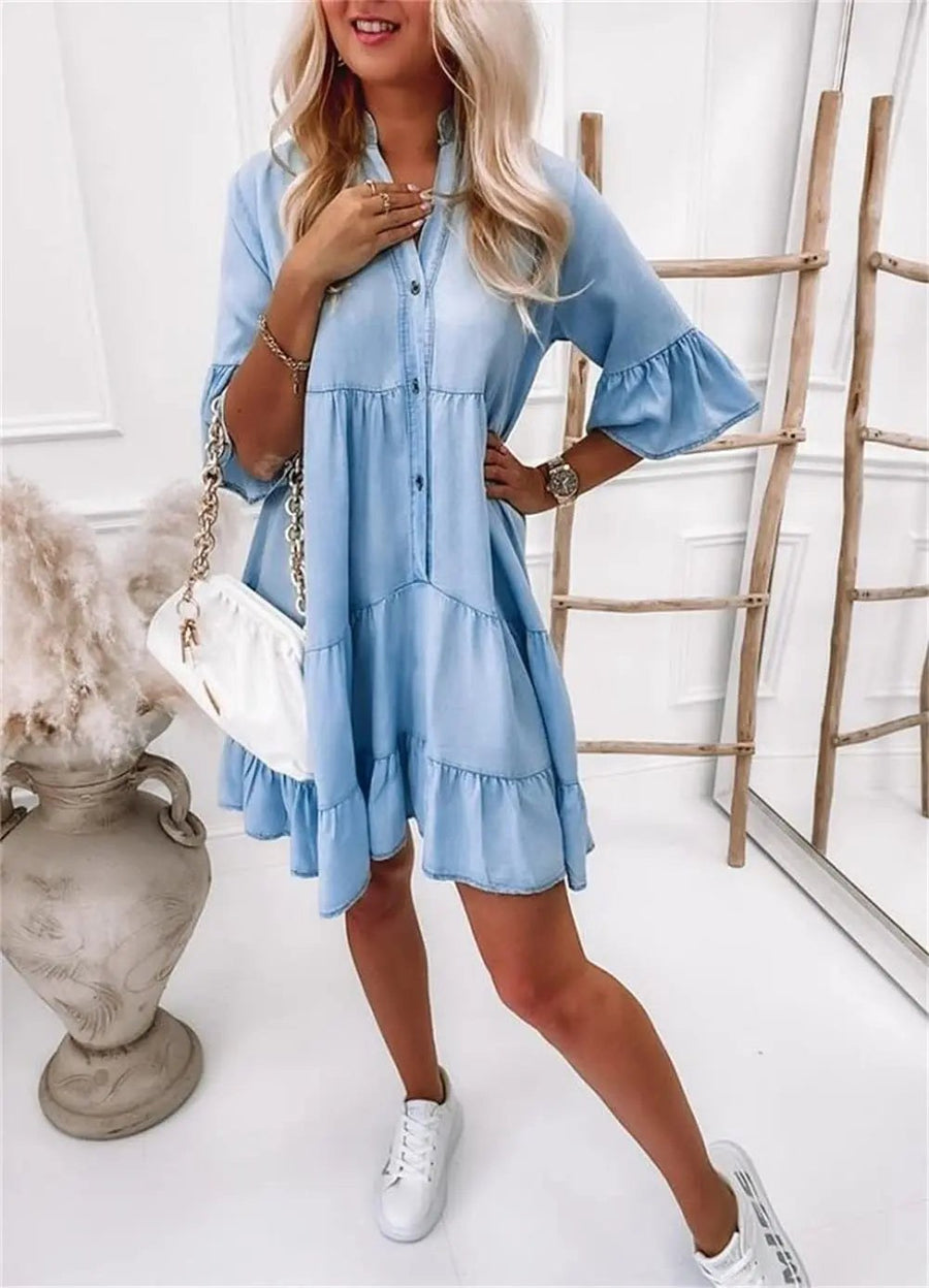 Delphine Elegant Denim Dress