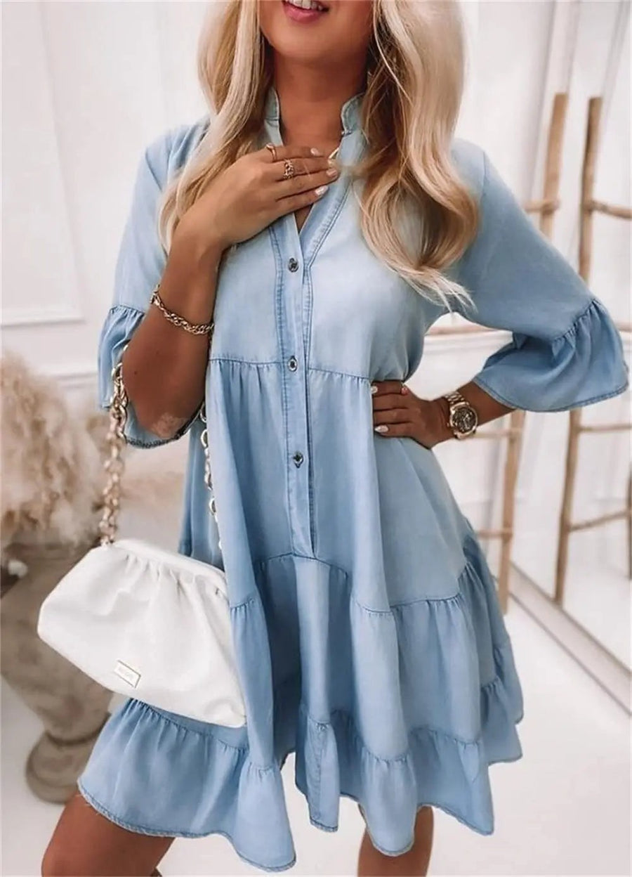 Delphine Elegant Denim Dress