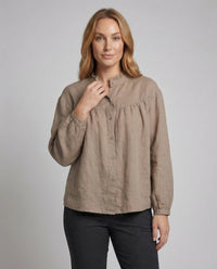 Delphine Linen Blouse with Ruffles