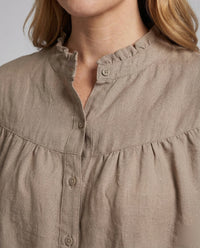 Delphine Linen Blouse with Ruffles