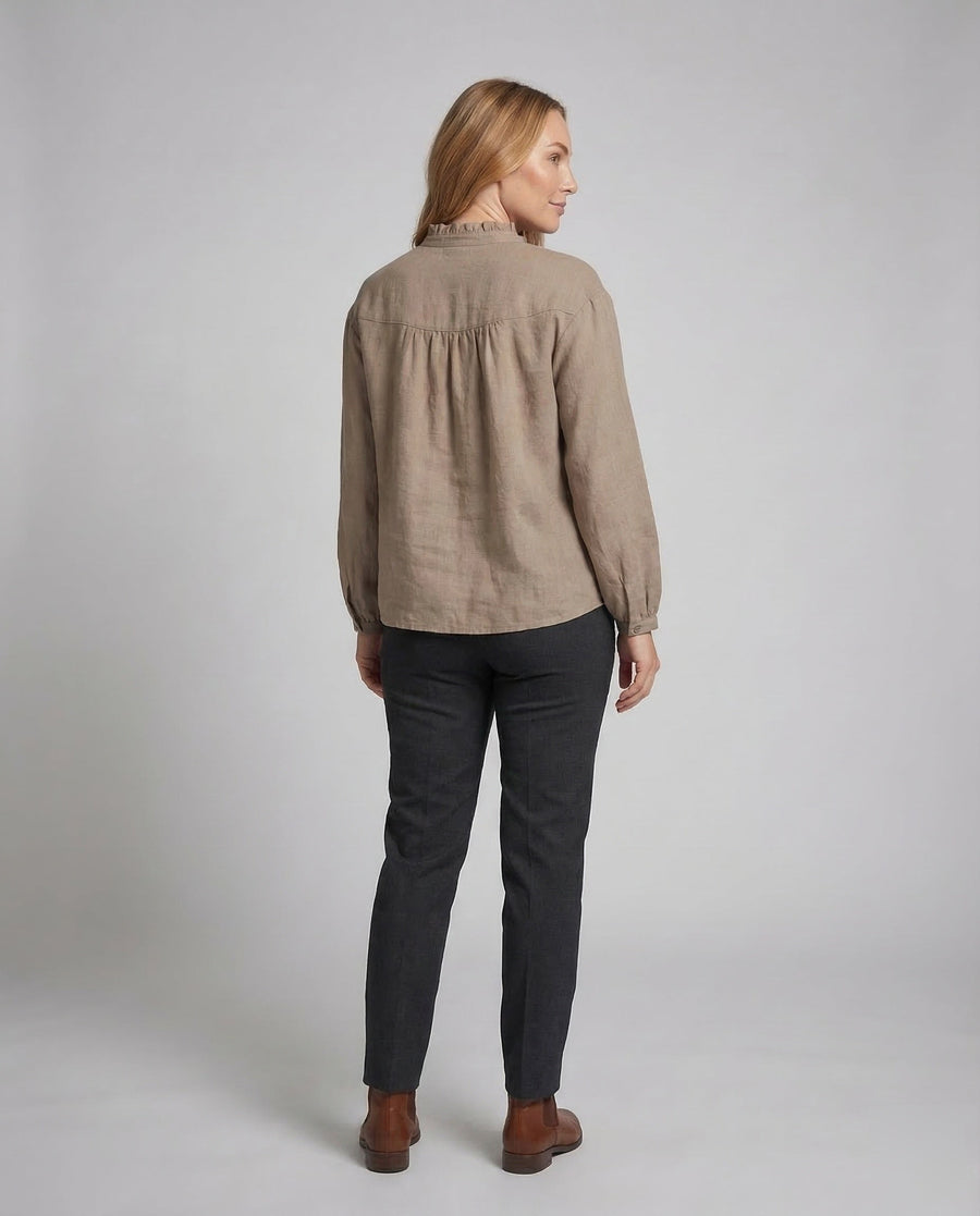 Delphine Linen Blouse with Ruffles