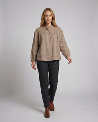 Delphine Linen Blouse with Ruffles