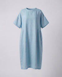 Delphine Linen Midi Dress in Light Blue