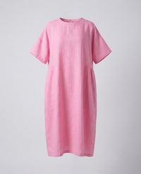 Delphine Linen Midi Dress in Pink