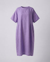 Delphine Linen Midi Dress in Purple