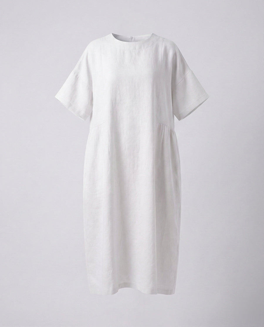Delphine Linen Midi Dress in White