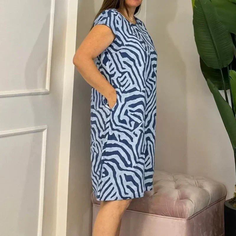 Delvaine Women's Boho Print Midi Dress