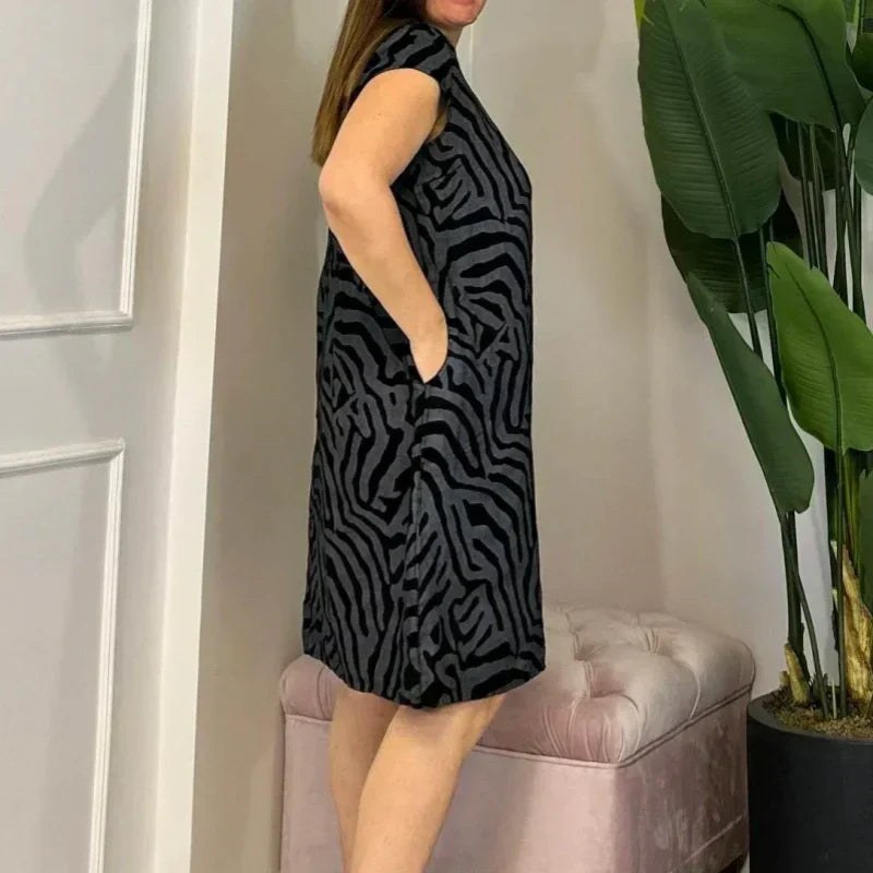 Delvaine Women's Boho Print Midi Dress
