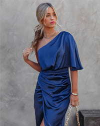 Delvaine | Women's Wedding Guest Dress One Shoulder Midi