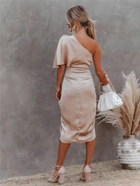 Delvaine | Women's Wedding Guest Dress One Shoulder Midi