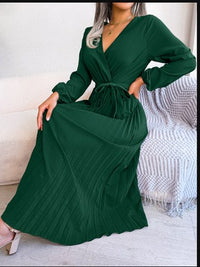 Delvara Women's Formal Maxi Wrap Dress in Green