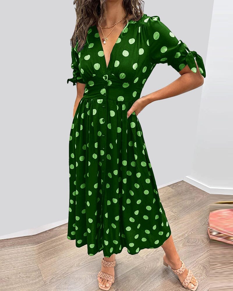 Delvara Women's Polka Dot Midi Dress in Light Blue