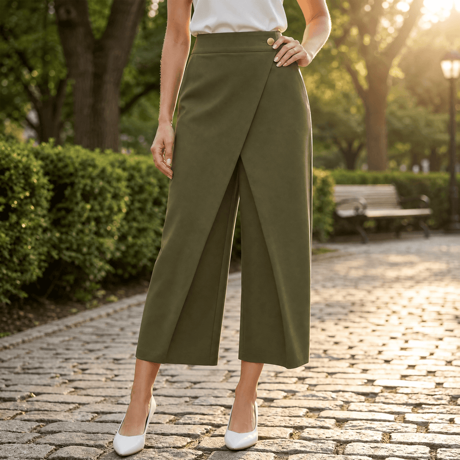 Delvara | Women's Wide Leg Wrap Front Pants