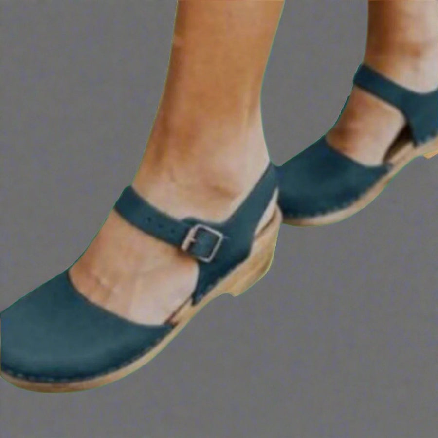 Delvara | Women's Platform Clog Ankle Strap Closed Toe Shoe