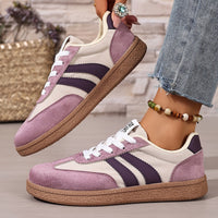 Delvorne Women's Retro Sneakers Lace-Up Casual Trainers in Purple