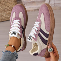 Delvorne Women's Retro Sneakers Lace-Up Casual Trainers in Purple