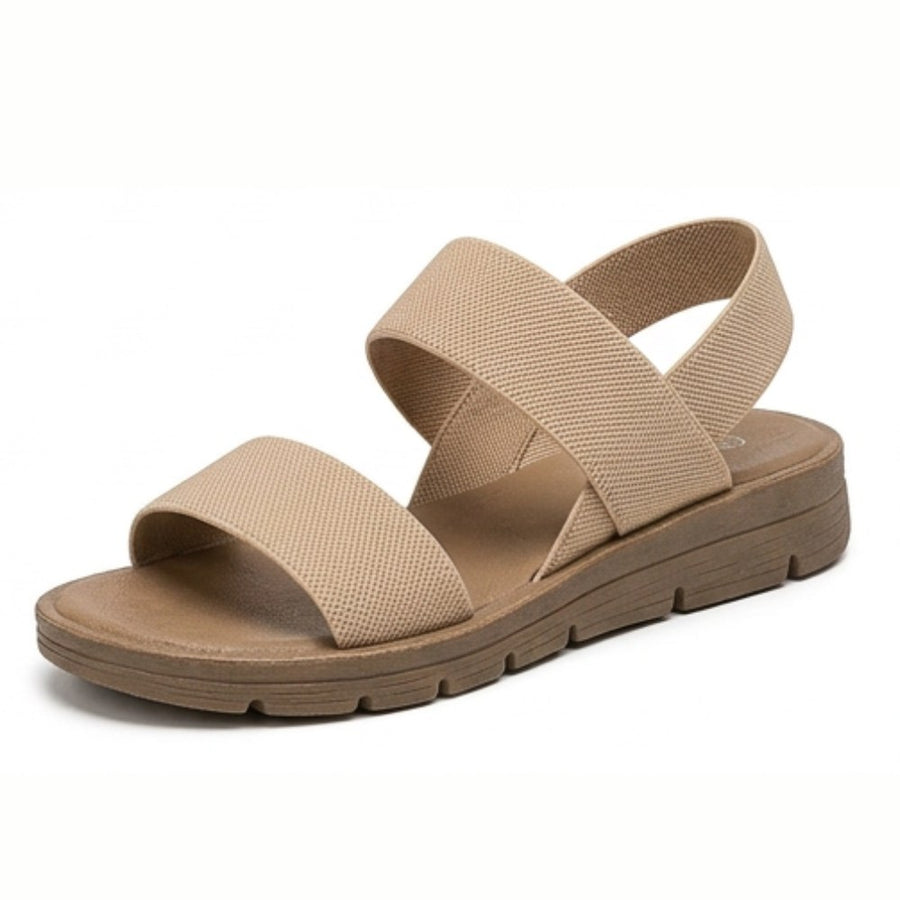 Delwyn Women's Flat Sandals with Elastic Straps in Black