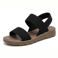 Delwyn Women's Flat Sandals with Elastic Straps in Black