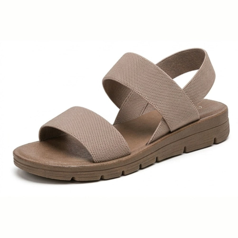 Delwyn Women's Flat Sandals with Elastic Straps in Taupe