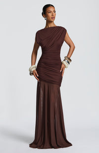 Linnea Maxi Dress – Plum Brown