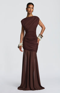 Linnea Maxi Dress – Plum Brown