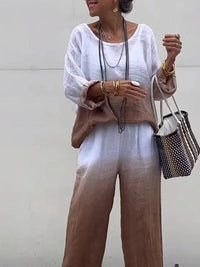 Denise Casual Linen Blouse in Brown
