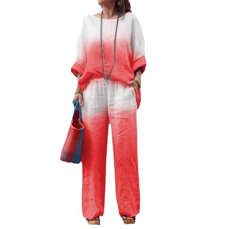 Denise Casual Linen Blouse in Indigo