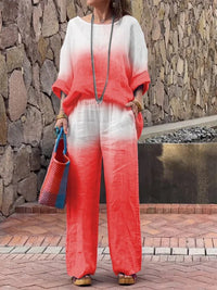 Denise Casual Linen Blouse in Red