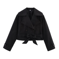 Denise Casual Vest with Button Front and Belted in Black
