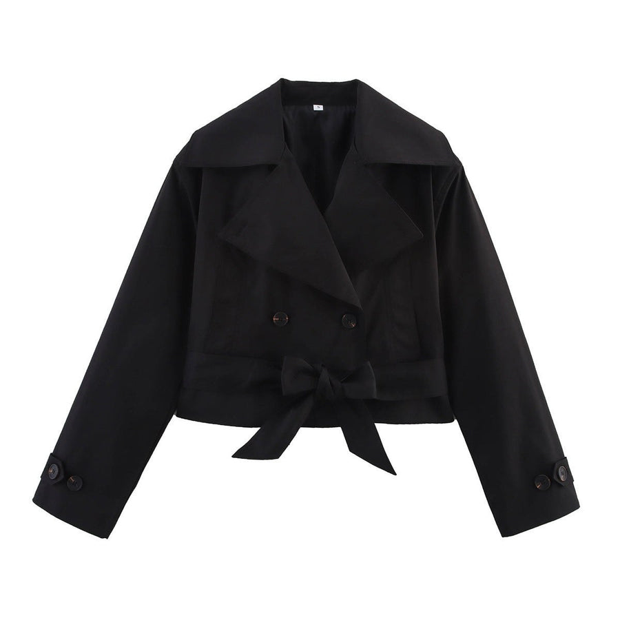 Denise Casual Vest with Button Front and Belted in Black