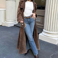 Denise Elegant Leather Trench Coat with Belted and Fitted