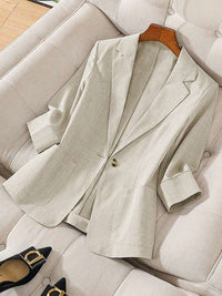 Denise Elegant Linen Jacket in Champagne