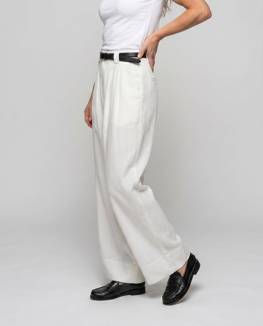 Denise Elegant Linen Trousers with Fitted