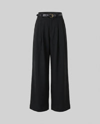 Denise Elegant Linen Trousers with Fitted in Black