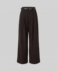 Denise Elegant Linen Trousers with Fitted in Brown