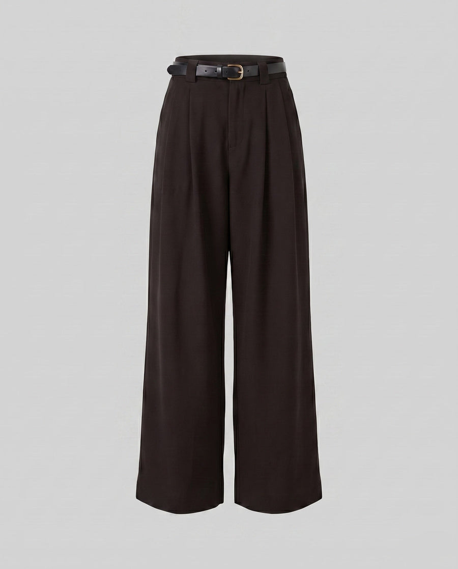 Denise Elegant Linen Trousers with Fitted in Brown