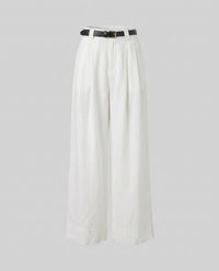 Denise Elegant Linen Trousers with Fitted in White